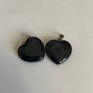 Black glitter heart shaped Crystal necklace